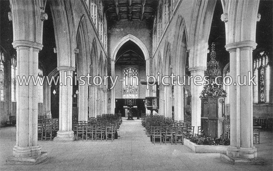 Interior, Thaxted Church, Thaxted, Essex. c.1910